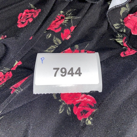 Torrid Dress Womens 0 Black Red Floral Ruffle V Neck Long Sleeve Casual - Picture 15 of 15